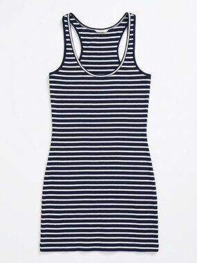 LIFETIME -  Bodycon preppy Navy and White Striped Racerback Tank Dress - SMALL